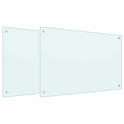 Küchenrückwand 2 pcs Weiß 90 x 60 cm Gehärtetes Glas