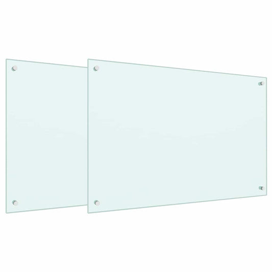 Küchenrückwand 2 pcs Weiß 90 x 60 cm Gehärtetes Glas