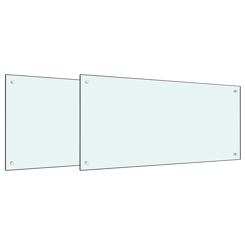 Küchenrückwand 2 pcs Weiß 100 x 50 cm Gehärtetes Glas