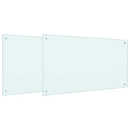 Küchenrückwand 2 pcs Weiß 100 x 60 cm Gehärtetes Glas