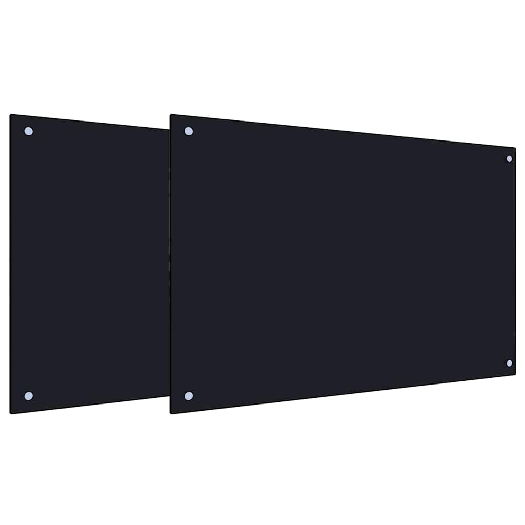 Küchenrückwand 2 pcs Schwarz 90 x 60 cm Gehärtetes Glas