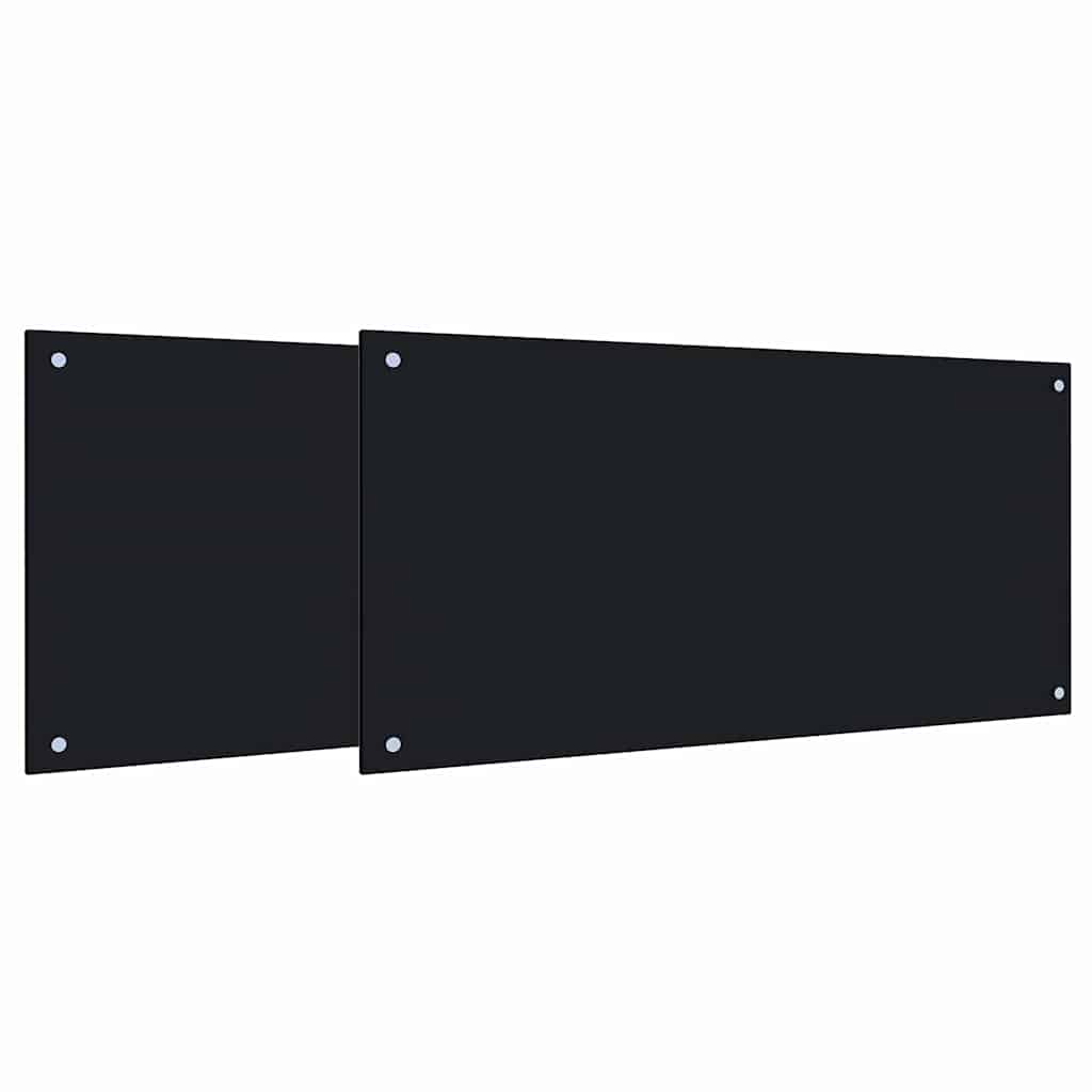 Küchenrückwand 2 pcs Schwarz 100 x 50 cm Gehärtetes Glas