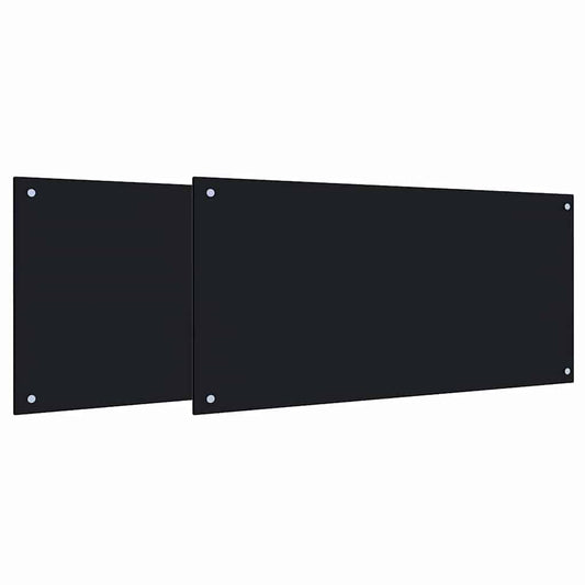 Küchenrückwand 2 pcs Schwarz 100 x 50 cm Gehärtetes Glas