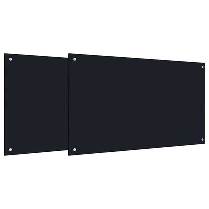 Küchenrückwand 2 pcs Schwarz 100 x 60 cm Gehärtetes Glas