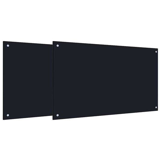 Küchenrückwand 2 pcs Schwarz 100 x 60 cm Gehärtetes Glas