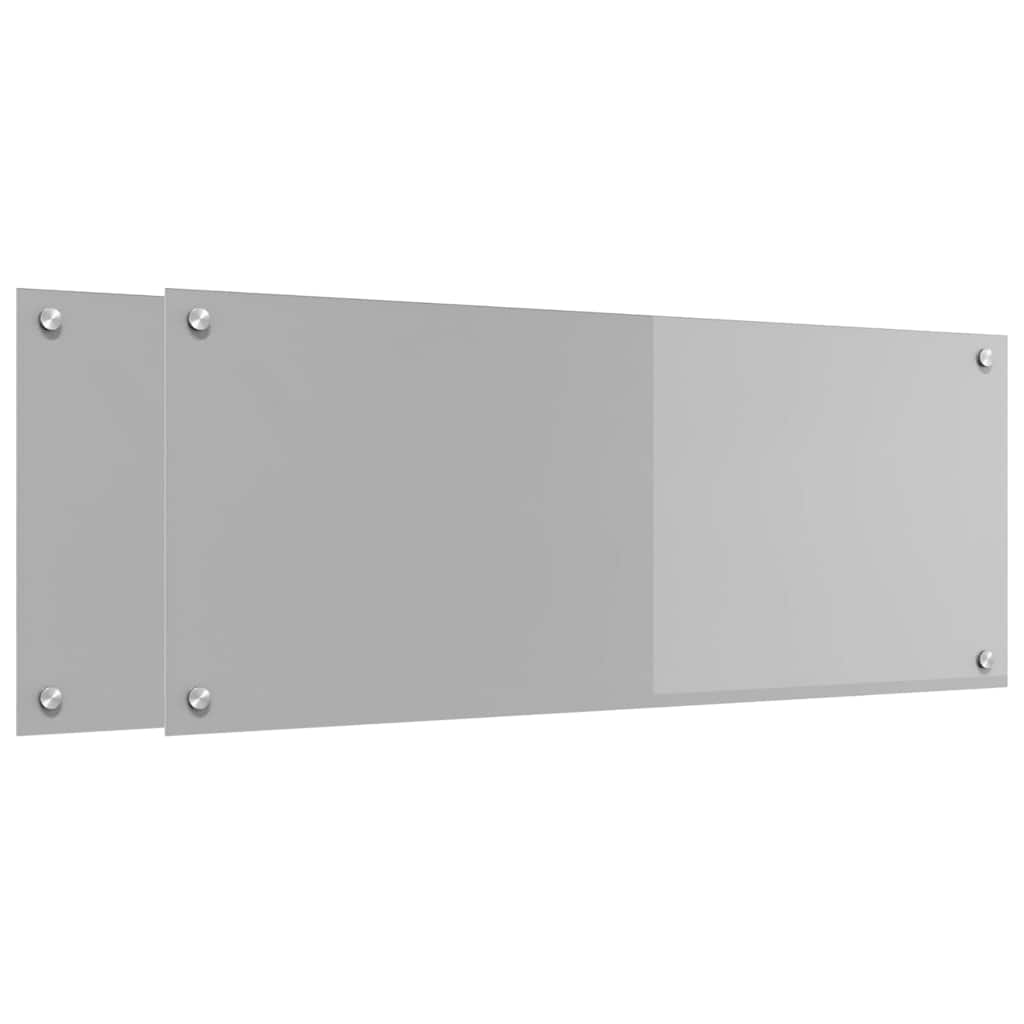 Küchenrückwand 2 pcs Hellgrau 100 x 40 cm Gehärtetes Glas