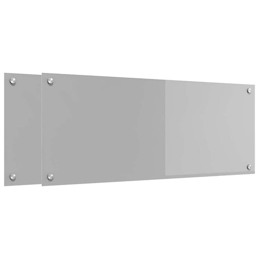 Küchenrückwand 2 pcs Hellgrau 100 x 40 cm Gehärtetes Glas