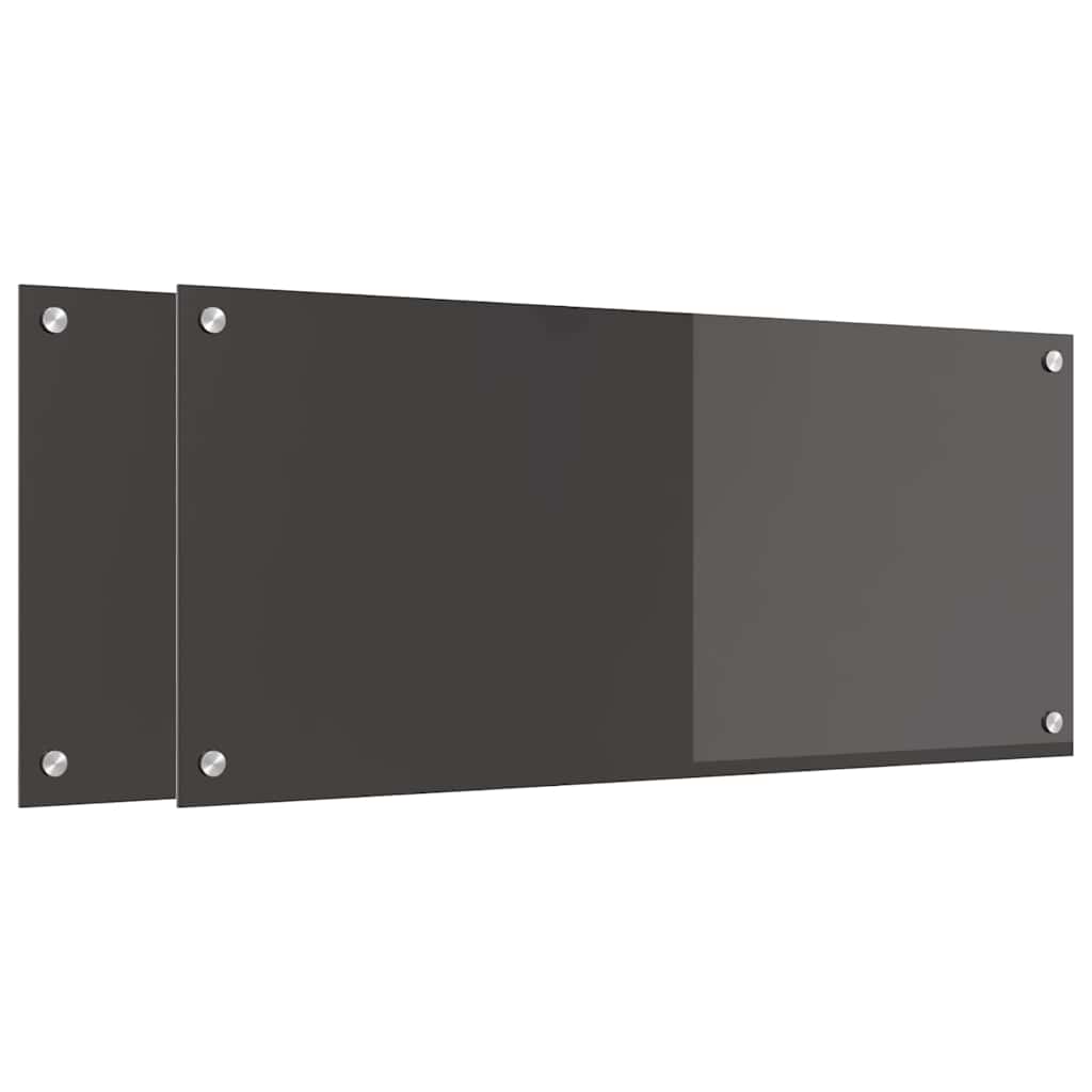 Küchenrückwand 2 pcs Dunkelgrau 90 x 40 cm Gehärtetes Glas