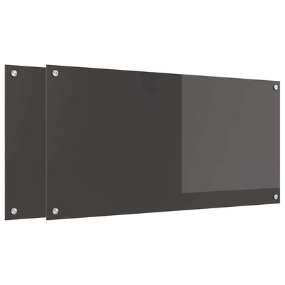 Küchenrückwand 2 pcs Dunkelgrau 100 x 50 cm Gehärtetes Glas