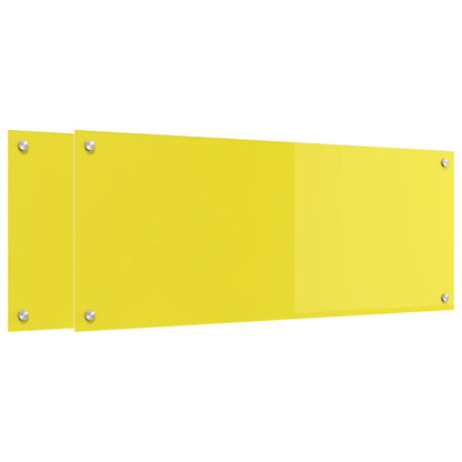 Küchenrückwand 2 pcs Gelb 100 x 40 cm Gehärtetes Glas