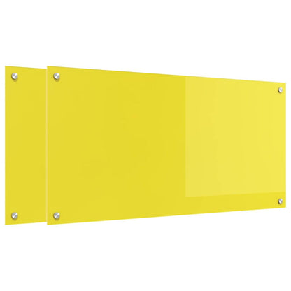 Küchenrückwand 2 pcs Gelb 100 x 50 cm Gehärtetes Glas