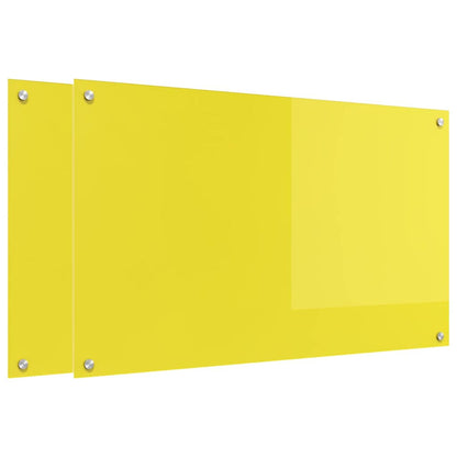 Küchenrückwand 2 pcs Gelb 100 x 60 cm Gehärtetes Glas