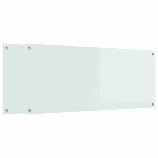 Küchenrückwand 2 pcs Weiß 120 x 50 cm Gehärtetes Glas