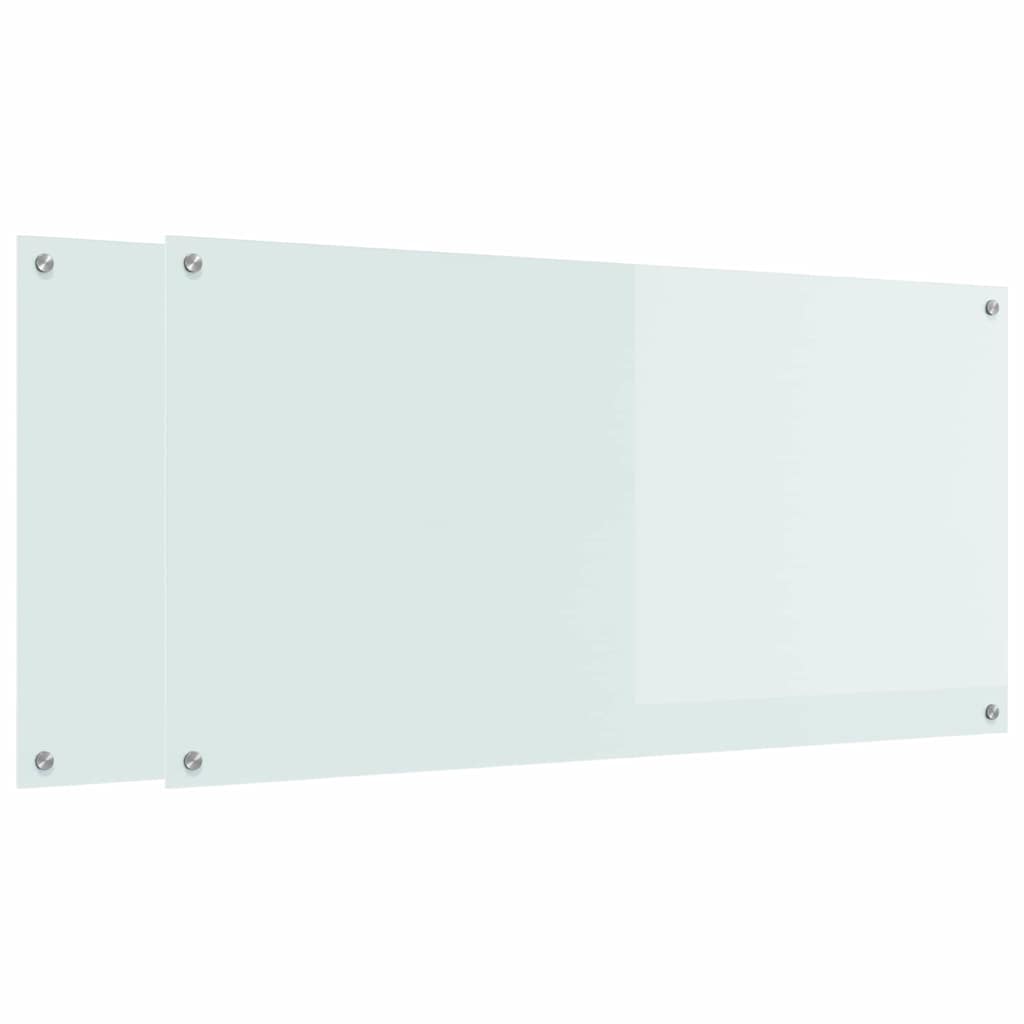 Küchenrückwand 2 pcs Weiß 120 x 60 cm Gehärtetes Glas