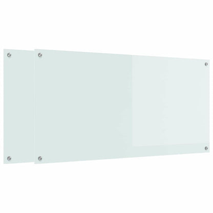 Küchenrückwand 2 pcs Weiß 120 x 60 cm Gehärtetes Glas