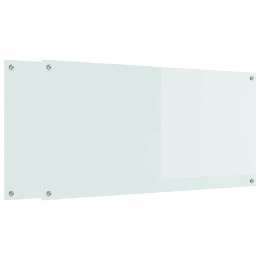 Küchenrückwand 2 pcs Weiß 120 x 60 cm Gehärtetes Glas