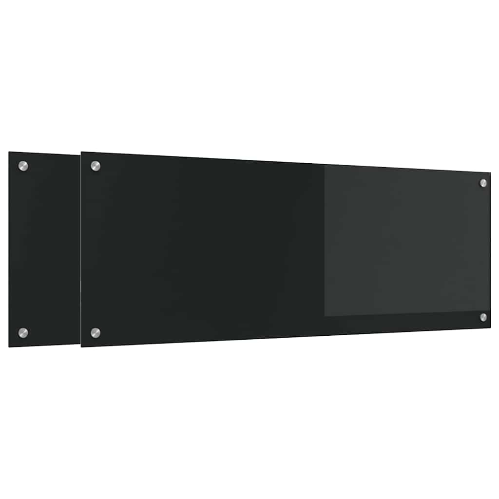 Küchenrückwand 2 pcs Schwarz 110 x 40 cm Gehärtetes Glas