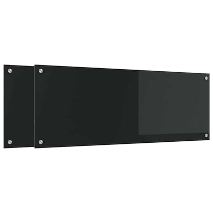 Küchenrückwand 2 pcs Schwarz 110 x 40 cm Gehärtetes Glas