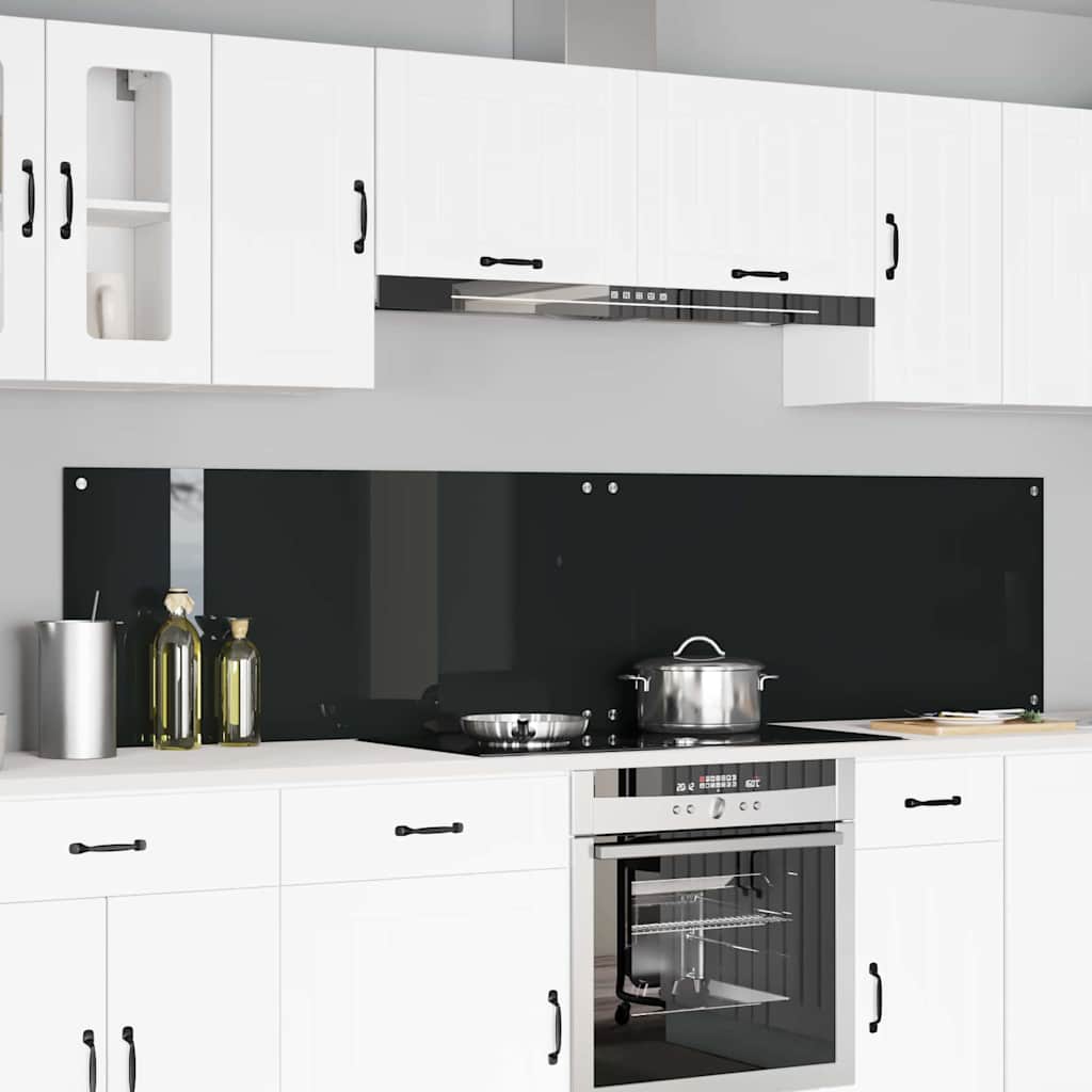 Küchenrückwand 2 pcs Schwarz 110 x 50 cm Gehärtetes Glas