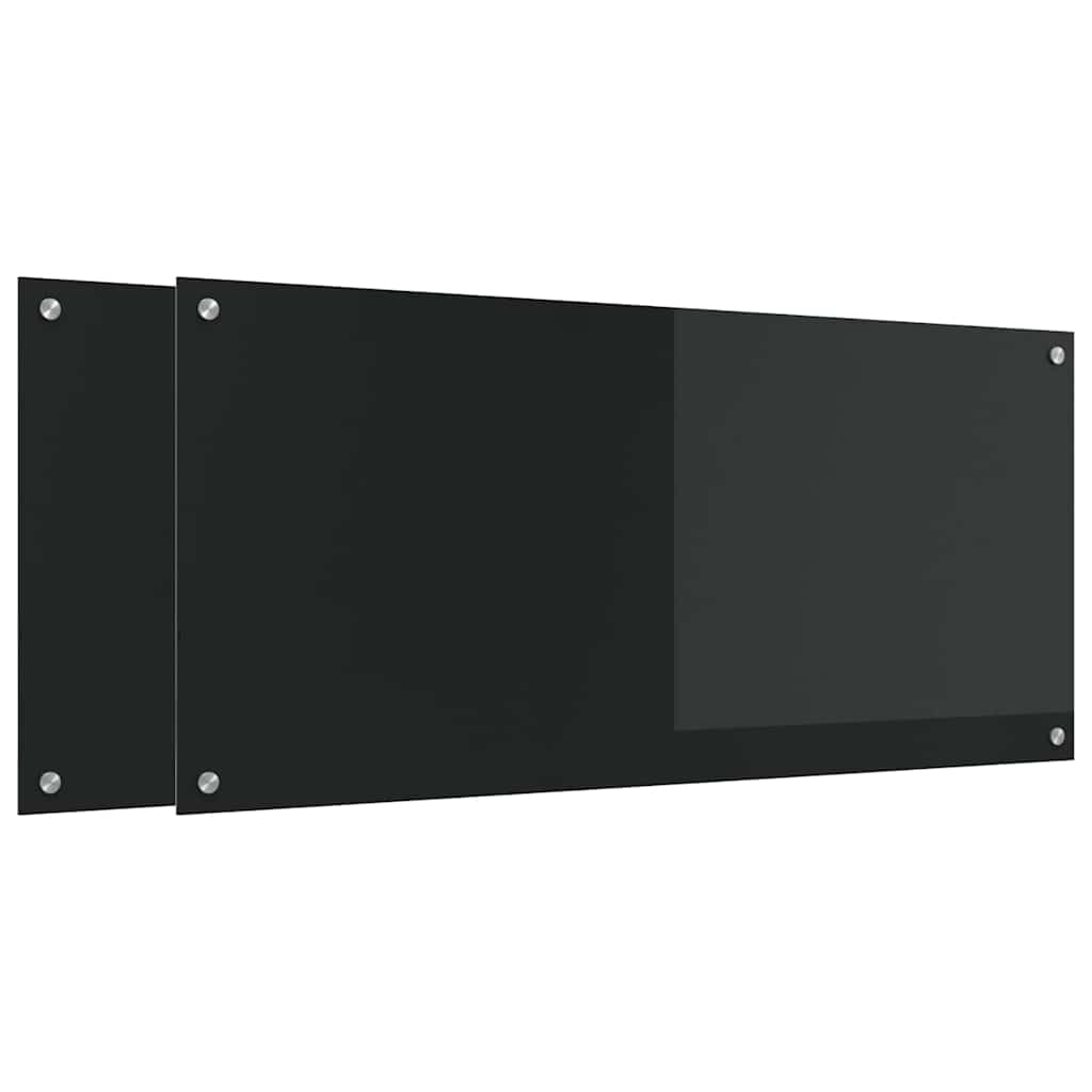 Küchenrückwand 2 pcs Schwarz 110 x 50 cm Gehärtetes Glas