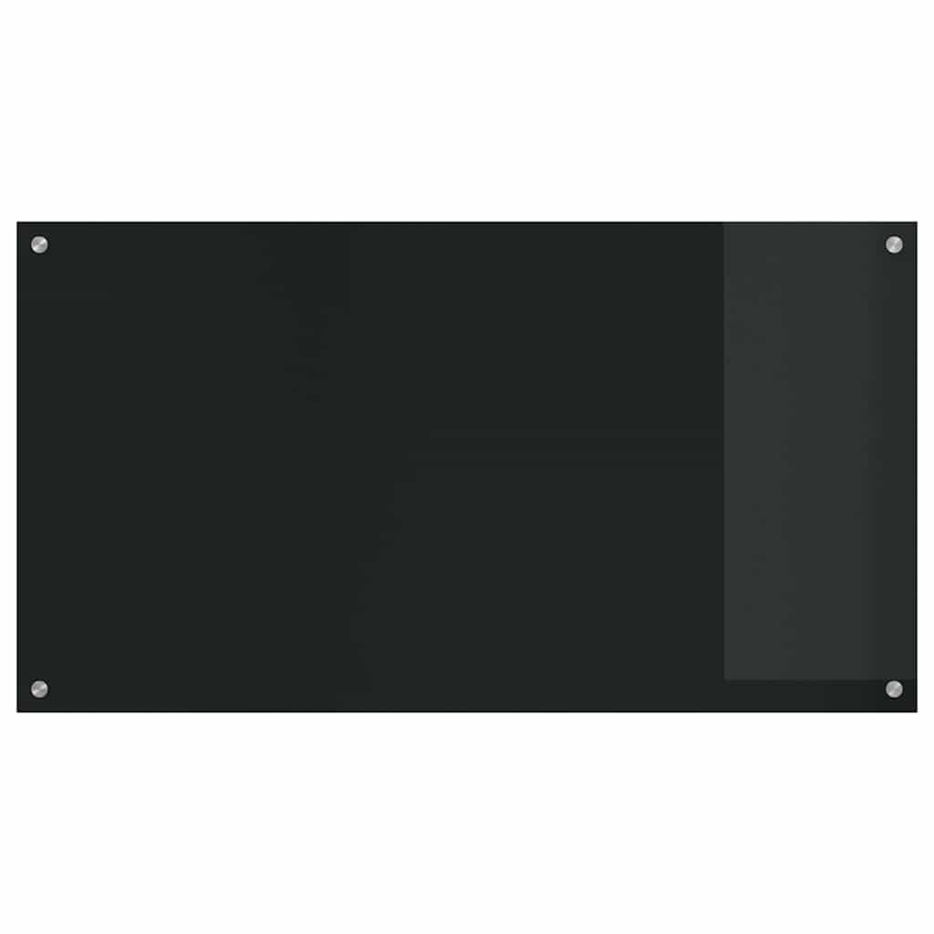 Küchenrückwand 2 pcs Schwarz 110 x 60 cm Gehärtetes Glas