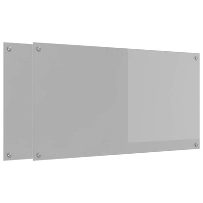 Küchenrückwand 2 pcs Hellgrau 110 x 60 cm Gehärtetes Glas