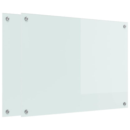 Küchenrückwand 2 pcs Weiß 80 x 60 cm Gehärtetes Glas