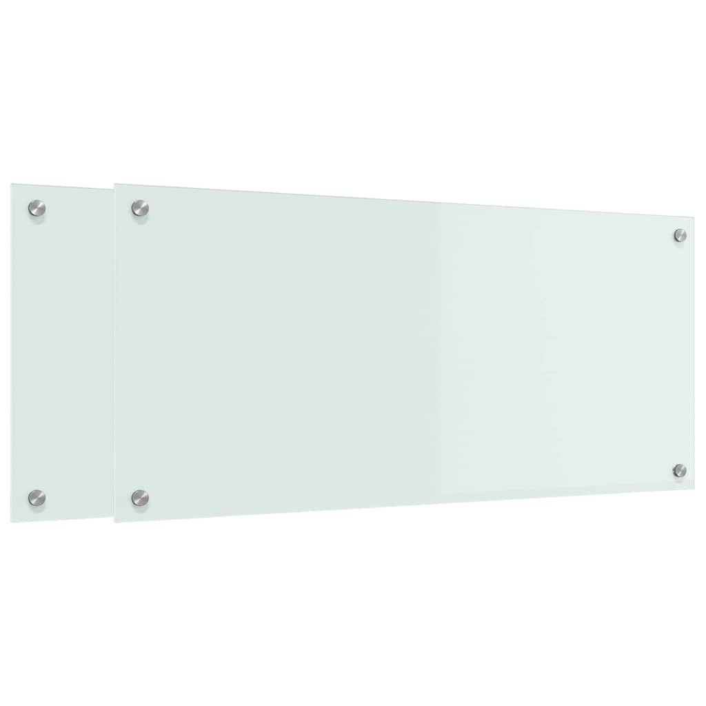Küchenrückwand 2 pcs Weiß 90 x 40 cm Gehärtetes Glas