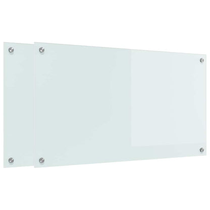 Küchenrückwand 2 pcs Weiß 90 x 50 cm Gehärtetes Glas