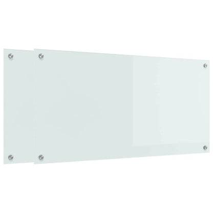 Küchenrückwand 2 pcs Weiß 100 x 50 cm Gehärtetes Glas