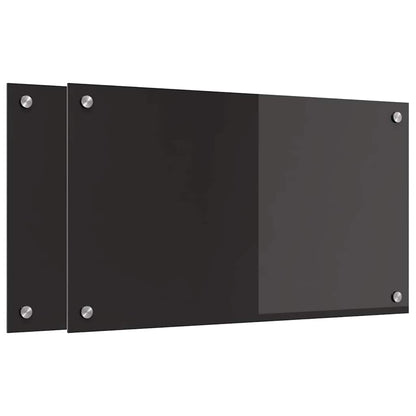 Küchenrückwand 2 pcs Schwarz 70 x 40 cm Gehärtetes Glas