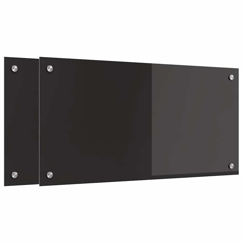 Küchenrückwand 2 pcs Schwarz 80 x 40 cm Gehärtetes Glas