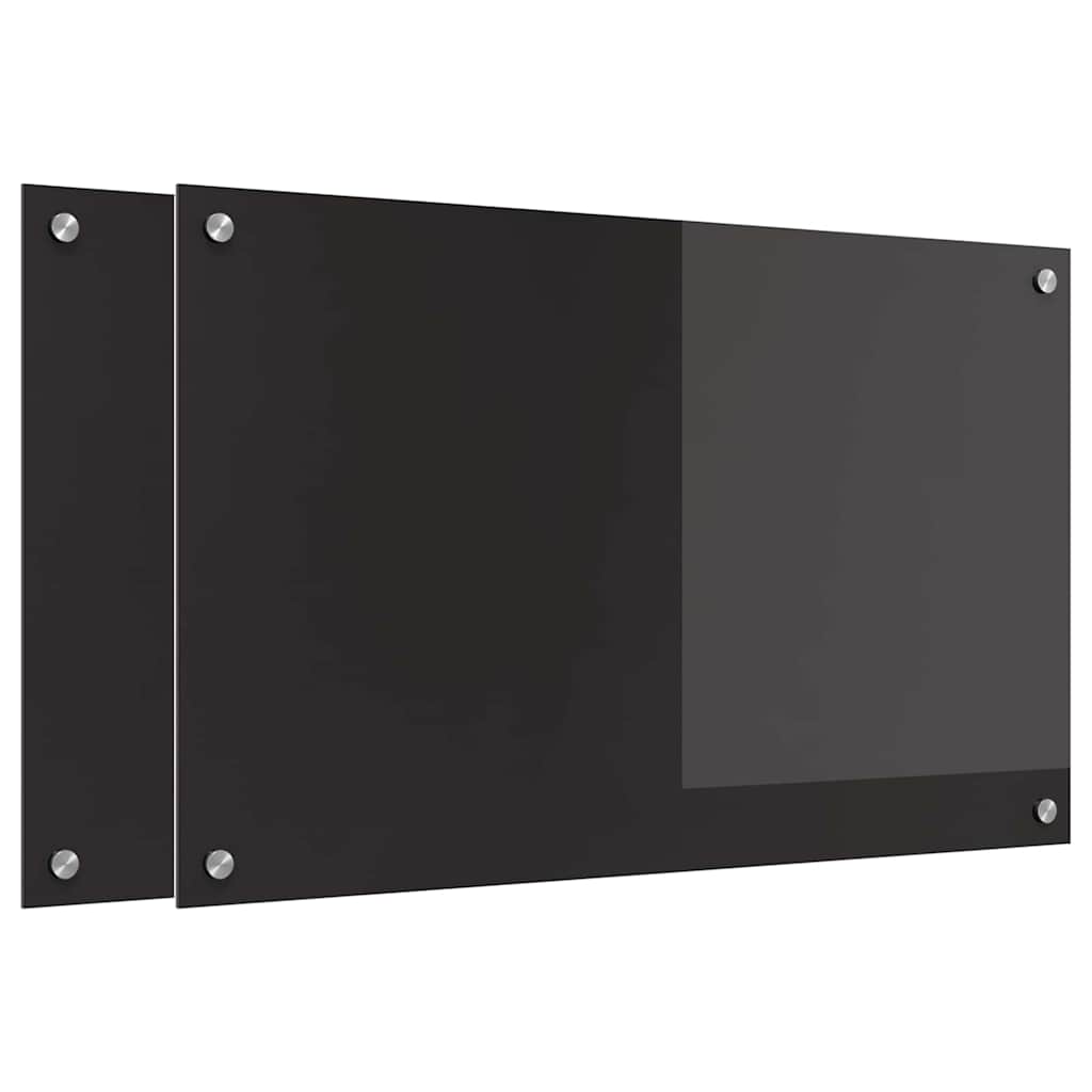 Küchenrückwand 2 pcs Schwarz 80 x 50 cm Gehärtetes Glas