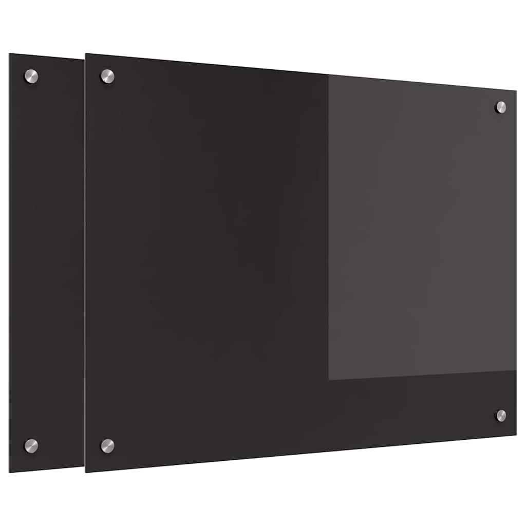 Küchenrückwand 2 pcs Schwarz 80 x 60 cm Gehärtetes Glas
