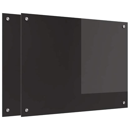 Küchenrückwand 2 pcs Schwarz 80 x 60 cm Gehärtetes Glas