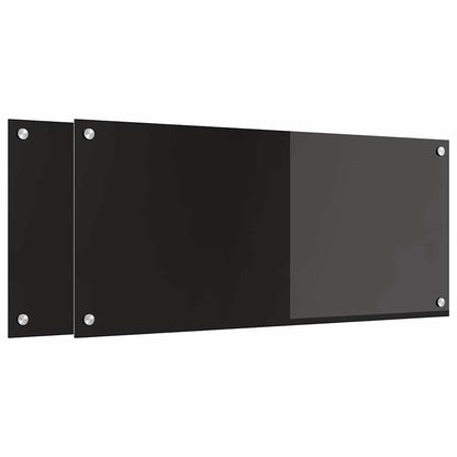 Küchenrückwand 2 pcs Schwarz 90 x 40 cm Gehärtetes Glas