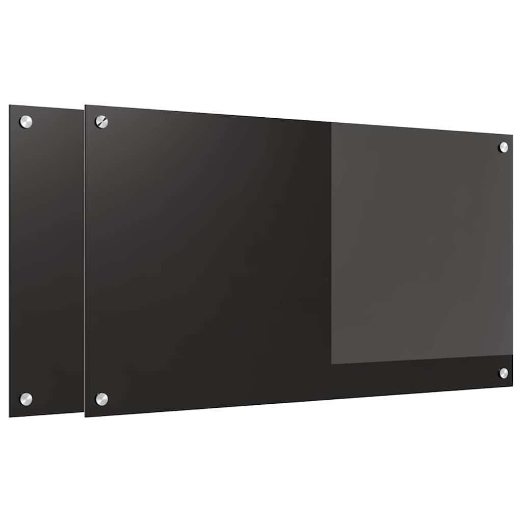 Küchenrückwand 2 pcs Schwarz 90 x 50 cm Gehärtetes Glas