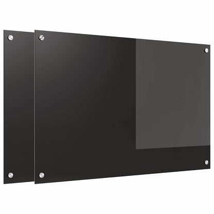 Küchenrückwand 2 pcs Schwarz 90 x 60 cm Gehärtetes Glas