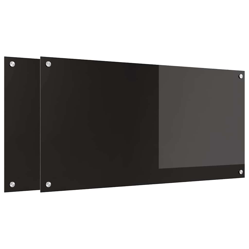 Küchenrückwand 2 pcs Schwarz 100 x 50 cm Gehärtetes Glas
