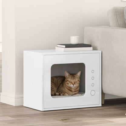 Katzenhaus Glänzend Weiß 51 x 30 x 42 cm Holzwerkstoff