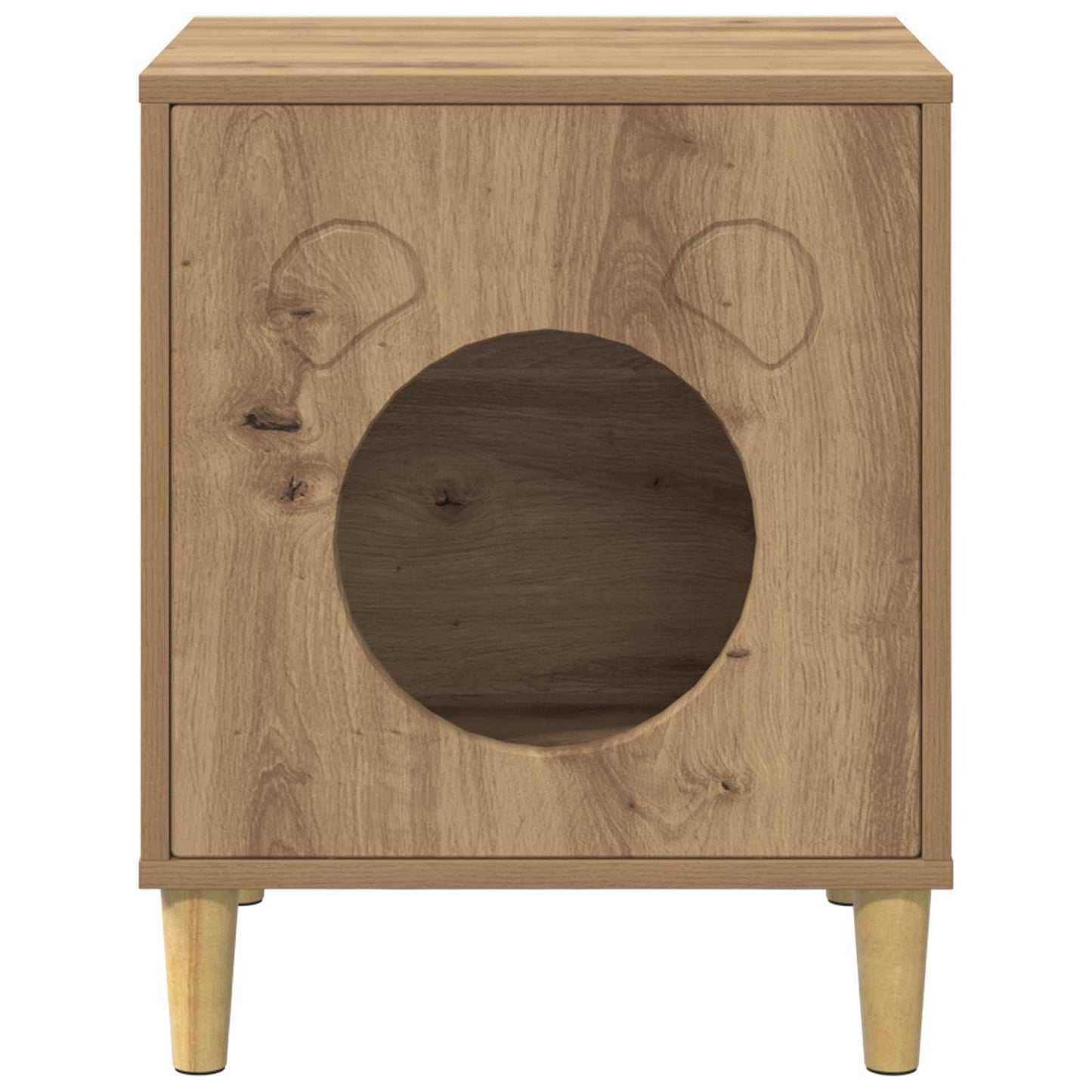 Katzenhaus Kunsthandwerk Eiche 42,5 x 40 x 53 cm Holzwerkstoff