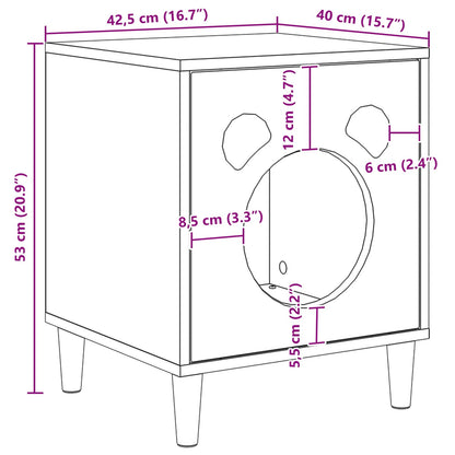 Katzenhaus Kunsthandwerk Eiche 42,5 x 40 x 53 cm Holzwerkstoff
