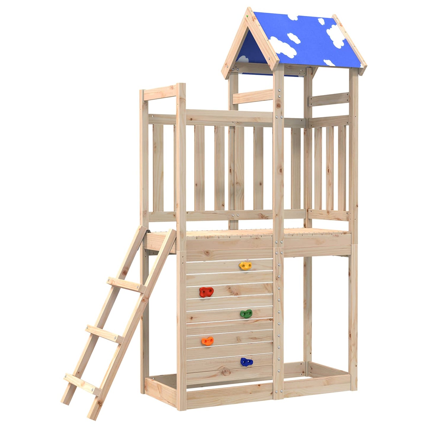 Spielturm Braun 110,5 x 52,5 x 215 cm Massives Kiefernholz