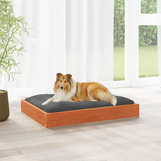 Hundebett Wachsbraun 101,5 x 74 x 9 cm Massivholz Kiefer