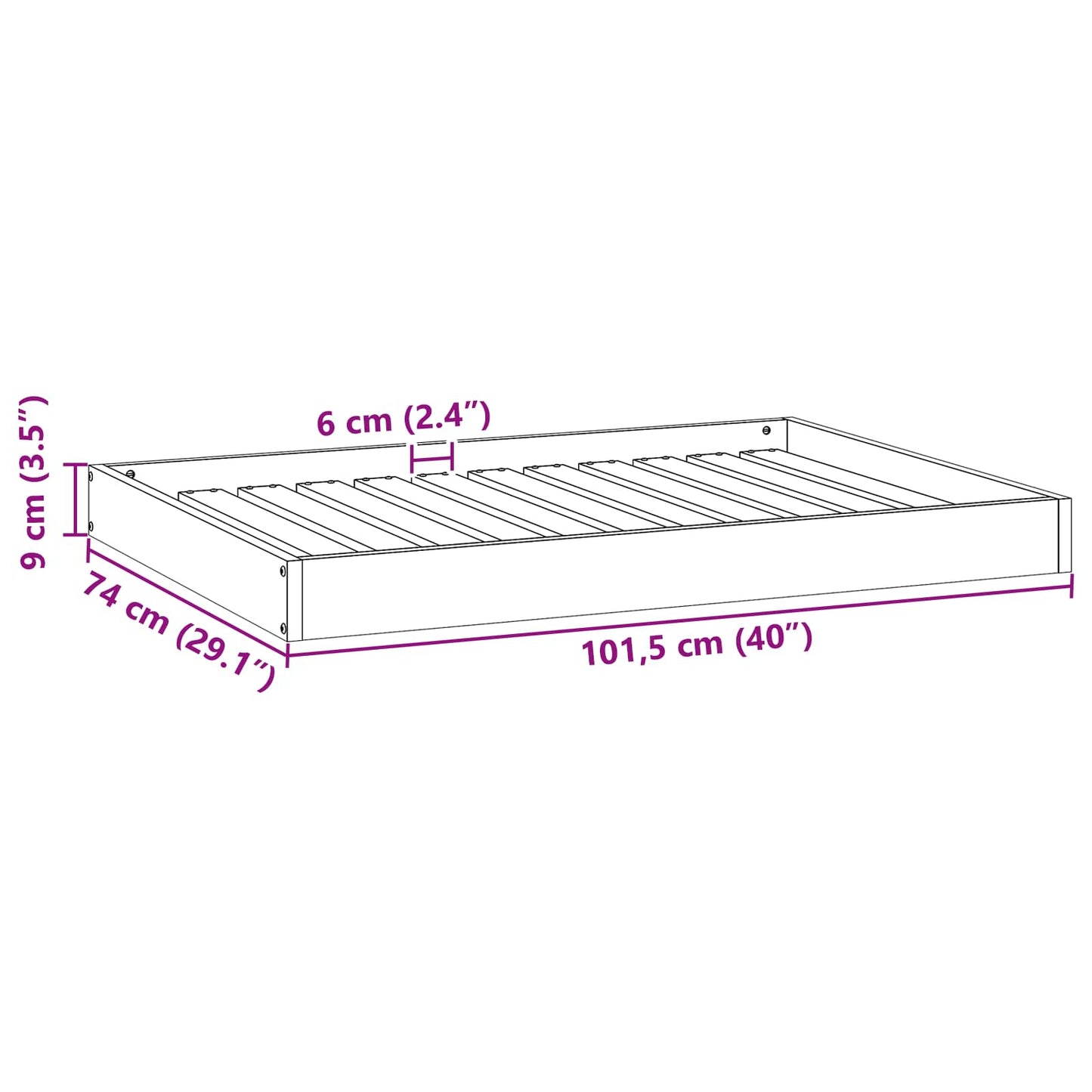 Hundebett Wachsbraun 101,5 x 74 x 9 cm Massivholz Kiefer