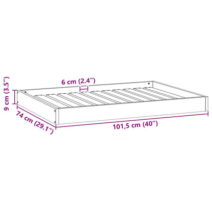Hundebett Wachsbraun 101,5 x 74 x 9 cm Massivholz Kiefer