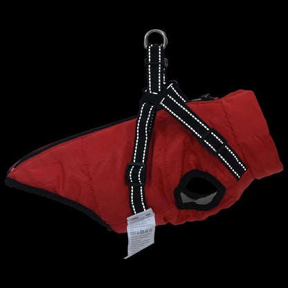 Hundemantel mit Geschirr Rot L Fleece und Polyester
