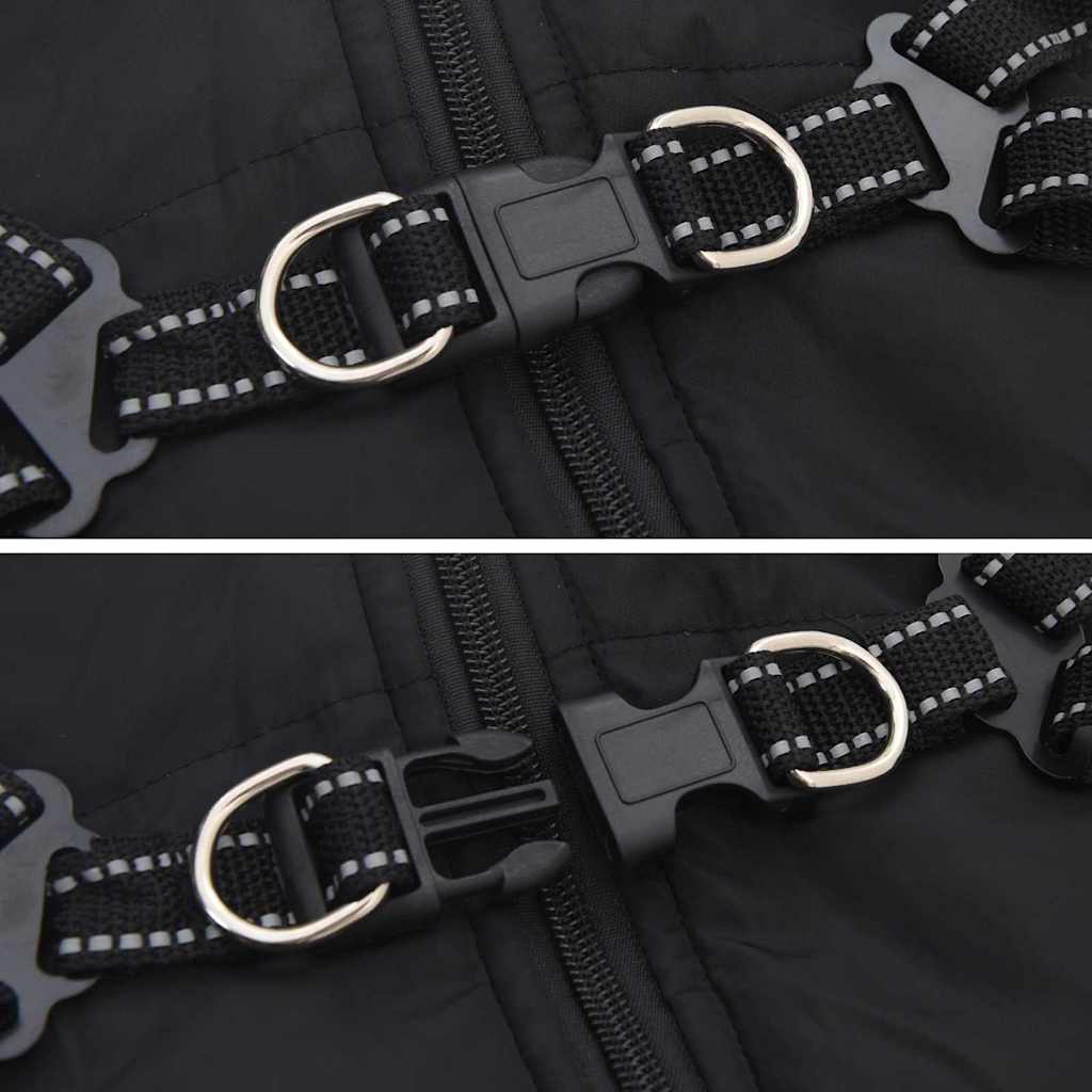 Hundemantel mit Geschirr Schwarz S Fleece und Polyester