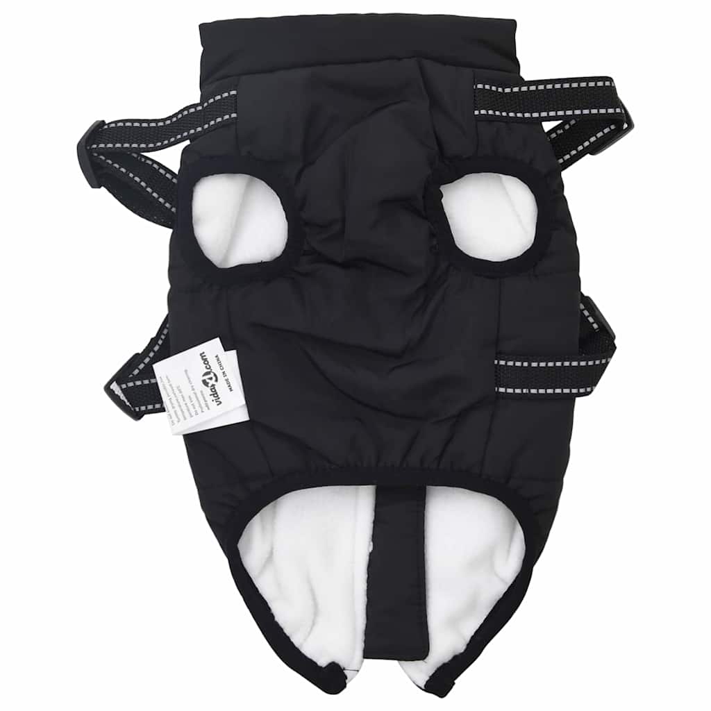 Hundemantel mit Geschirr Schwarz L Fleece und Polyester