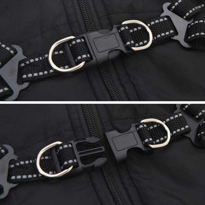 Hundemantel mit Geschirr Schwarz 2XL Fleece und Polyester